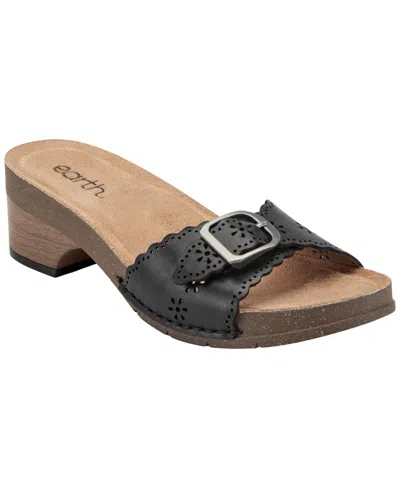 Earth Women's Haisly Leather Buckle Band Block Heel Sandals In Black