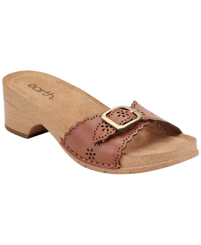 Earth Women's Haisly Leather Buckle Band Block Heel Sandals In Brown