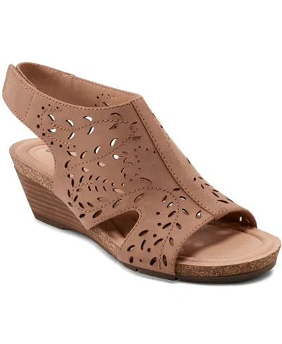 Earth Women's Halin Cutout Slingback Wedge Sandals In Cognac