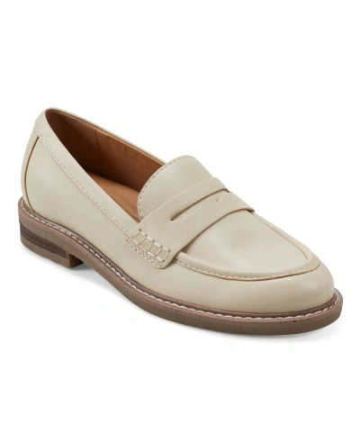 Earth Women's Javas Round Toe Casual Slip-on Penny Loafers In Cream Leather