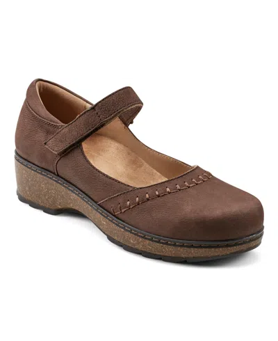 Earth Women's Kalece Mary Jane Round Toe Casual Shoes In Dark Brown Leather