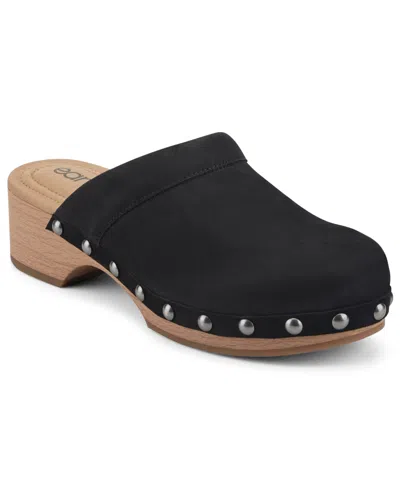 Earth Women's Kimber Leather Studded Block Heel Clogs In Black