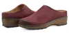 EARTH WOMEN'S KOLIA ROUND TOE SLIP-ON CASUAL HEELED MULES DARK RED