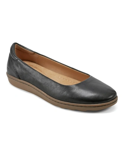 Earth Women's Landen Slip-on Round Toe Casual Ballet Flats In Black Leather