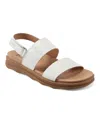 Earth Leah Womens Casual Leather Strappy Sandals In Cream Leather