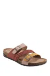 EARTH WOMEN'S OLEEN LEATHER SLIDE SANDALS IN AMBER YELLOW