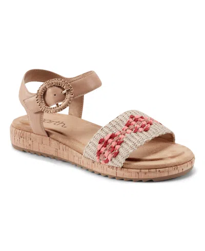 Earth Women's Padma Woven Band Ankle Strap Sandals In Coral,brown