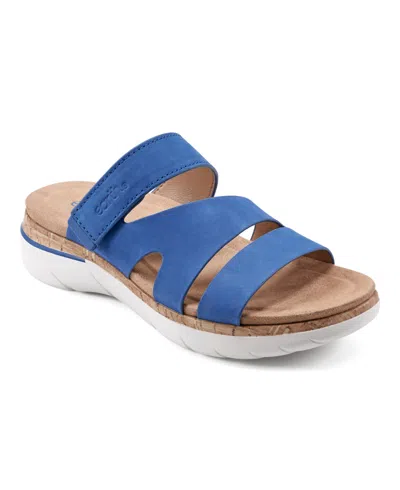 Earth Women's Ralli Almond Toe Flat Strappy Casual Sandals In Dark Blue