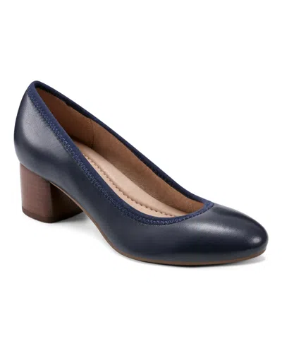 Earth Women's Rellia Slip-on Almond Toe Dress Ballet Pumps In Dark Blue Leather