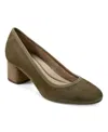 Earth Women's Rellia Block Heel Ballet Pumps In Dark Green Suede
