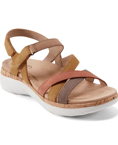 Earth Women's Rosie Strappy Slingback Flat Sandals In Gray,natural Nubuck