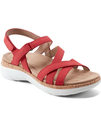 Earth Women's Rosie Strappy Slingback Flat Sandals In Red Nubuck