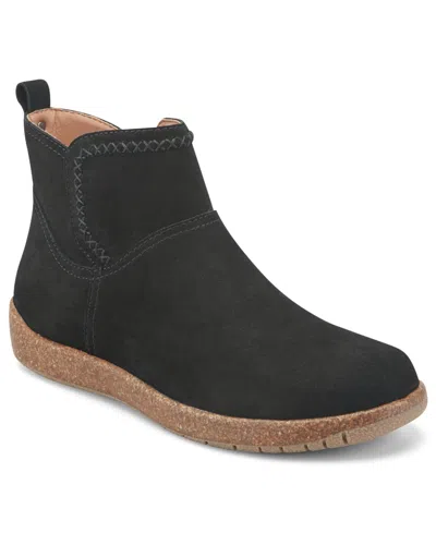 Earth Women's Rosin Cross Stitch Side Zip Round Toe Booties In Black