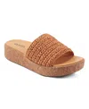 Earth Sachan Platform Slide Sandal In Orange