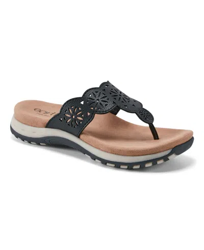 Earth Women's Sadie T-strap Flat Sandals In Black