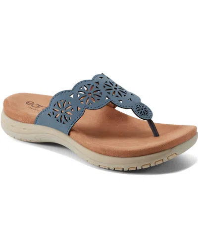 Earth Women's Sadie T-strap Flat Sandals In Blue