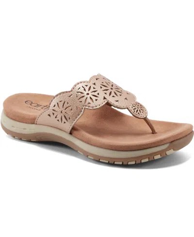 Earth Women's Sadie T-strap Flat Sandals In Rose Gold