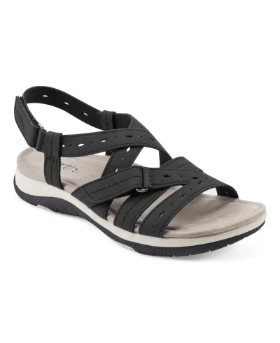 Earth Women's Samsin Strappy Round Toe Casual Sandals In Black