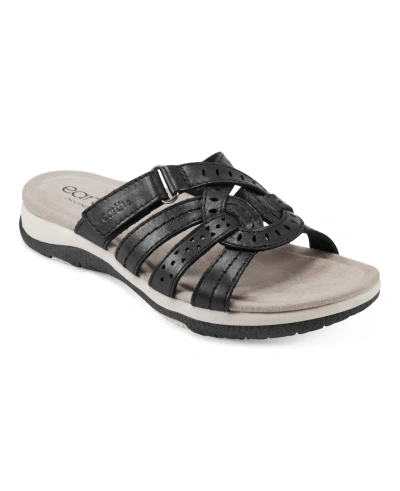 Earth Women's Sassoni Slip-on Strappy Casual Sandals In Black Leather