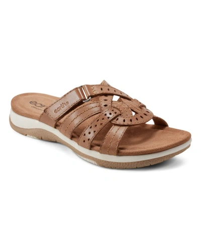 Earth Women's Sassoni Slip-on Strappy Casual Sandals In Medium Natural Leather