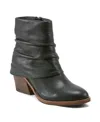 Earth Women's Savvy Ruched Block Heel Boots In Black Leather
