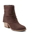Earth Women's Savvy Block Heel Ruched Casual Booties In Dark Brown Nubuck