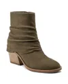 Earth Women's Savvy Block Heel Ruched Casual Booties In Dark Green Leather