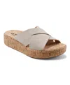 Earth Scout Platform Slide Sandal In Light Natural Suede