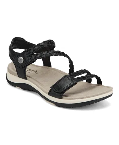 Earth Women's Stellon Braided Strappy Flat Sandals In Black
