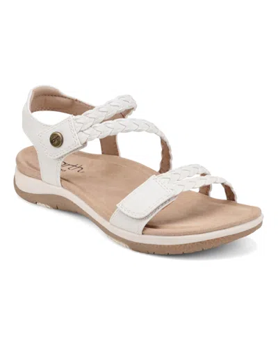 Earth Women's Stellon Braided Strappy Flat Sandals In White