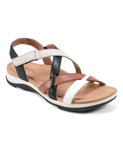 Earth Women's Sterling Strappy Flat Sandals In White,black Multi Leather