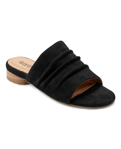 Earth Women's Talma Round Toe Slip-on Flat Casual Sandals In Black Nubuck