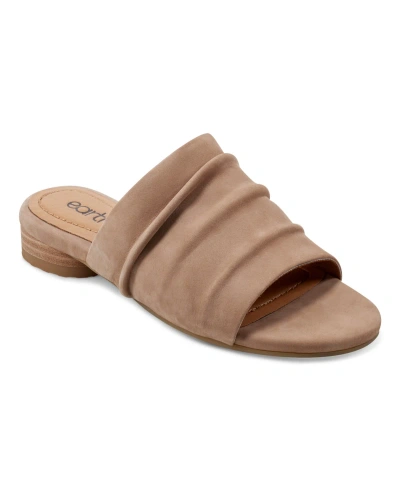 Earth Women's Talma Round Toe Slip-on Flat Casual Sandals In Taupe Nubuck