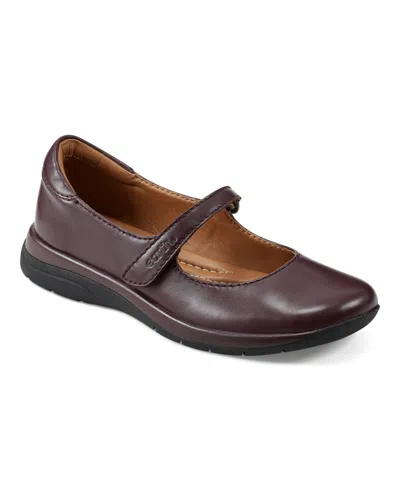 Earth Women's Tose Mary Jane Ballet Flats In Dark Red Leather