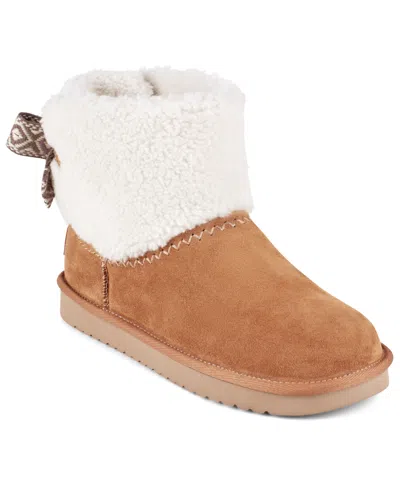 Earth Women's Wing Round Toe Casual Ankle Booties In Brown