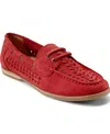 Earth Women's Wishing Woven Slip-on Boat Shoe In Red Suede