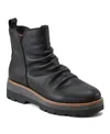 Earth Women's Yonder Waterproof Ruched Lug Sole Booties In Black Leather