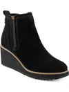 Earth Womens Faux Suede Wedge Chelsea Boots In Black