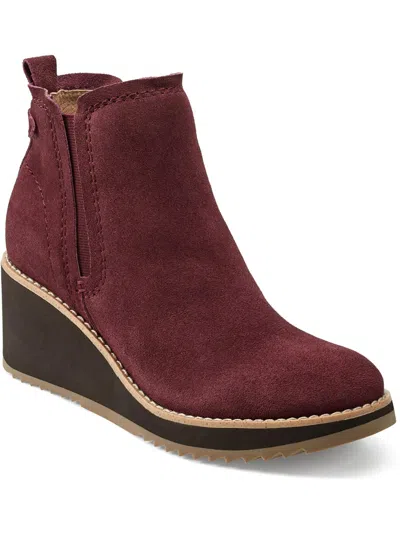 Earth Womens Faux Suede Wedge Chelsea Boots In Pink