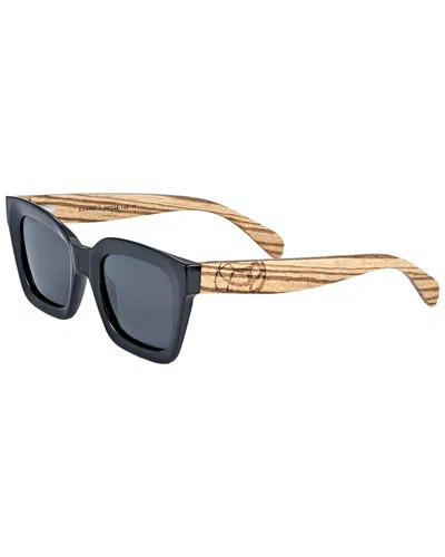 Earth Wood Unisex Antalya 55mm Polarized Sunglasses In Black