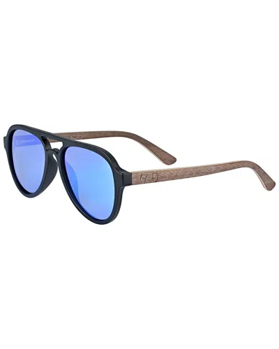 Earth Wood Unisex Mazatlan 54mm Polarized Sunglasses In Black