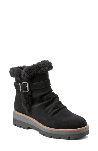 Earth Etyara Womens Faux Fur Lined Leather Shearling Boots In Black Suede