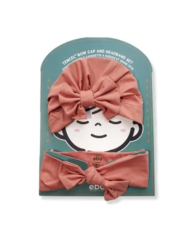 Earth Baby Outfitters Baby Girls 2-piece Bow Hat And Headband Set In Pink