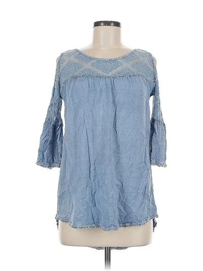 Pre-owned Earthbound Trading Co. 3/4 Sleeve Blouse In Blue