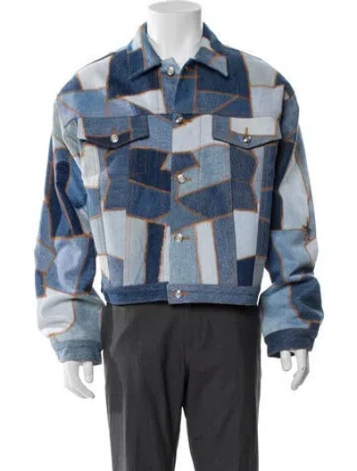 Pre-owned Earthling Vip Colorblock Pattern Denim Jacket In Blue