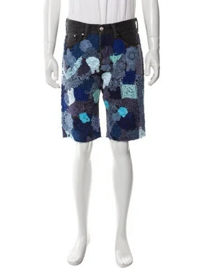 Pre-owned Earthling Vip Floral Print Athletic Shorts In Black