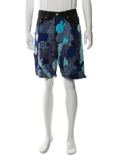 Pre-owned Earthling Vip Floral Print Knee-length Shorts In Black