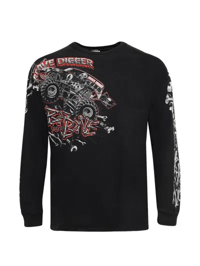 Earthling Vip Grave Digger Printed Long-sleeve T-shirt In Black