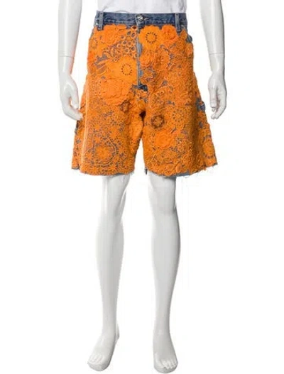 Pre-owned Earthling Vip Lace Pattern Knee-length Shorts In Orange