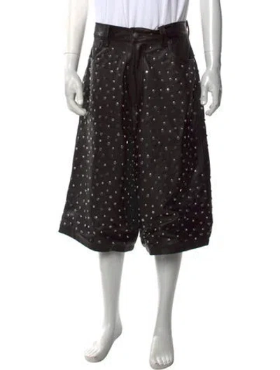 Pre-owned Earthling Vip Leather Denim Shorts W/ Tags In Black